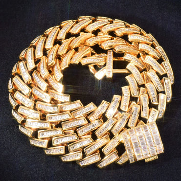 18mm Cuban Chain Necklace with T-Shaped Zircon - CaratixJewelry