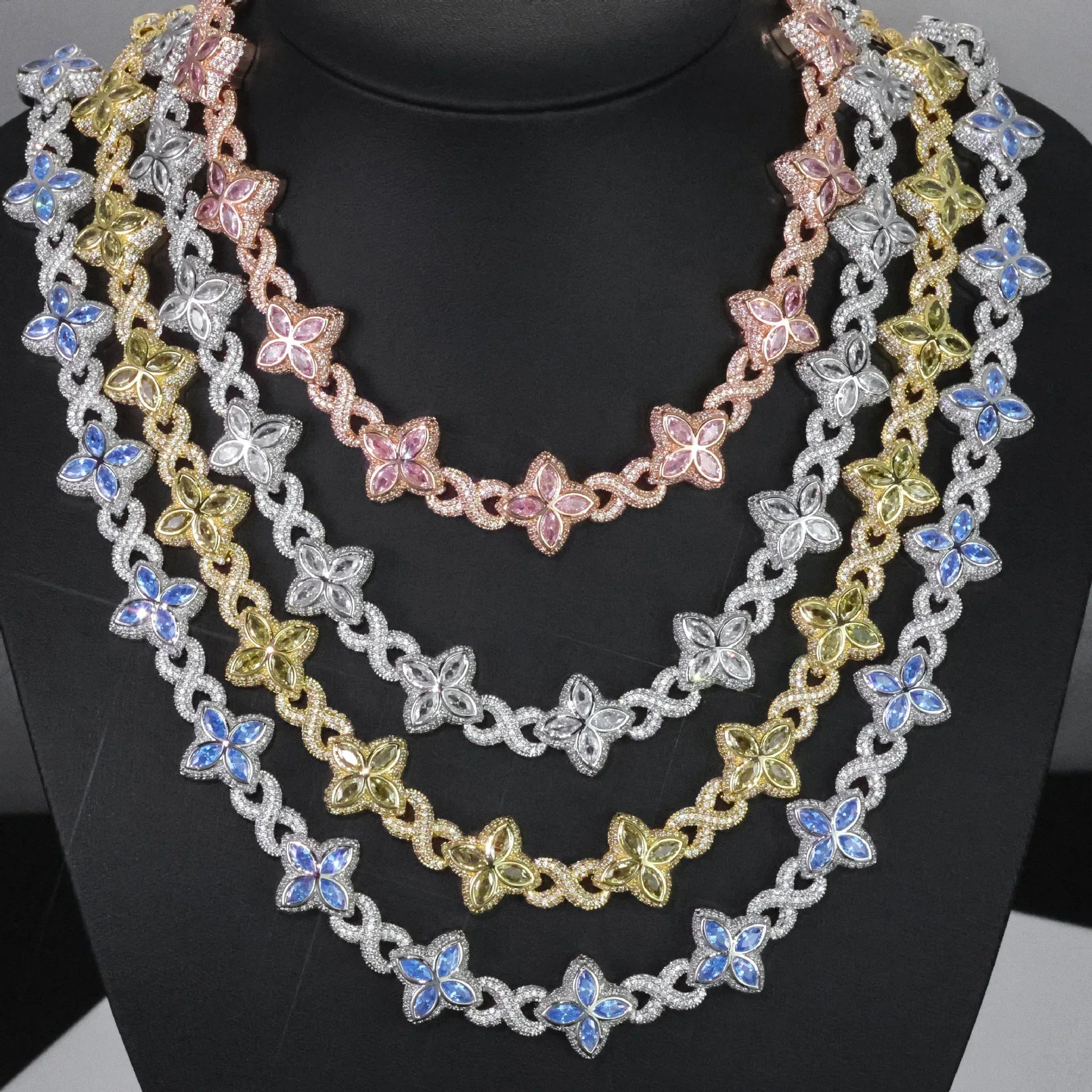 8-Link Cuban Chain Necklace for Men with Zircon Stones | High-End Hip Hop Jewelry | Caratix Jewelry - CaratixJewelry