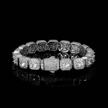 10mm Square Tennis Chain Zircon Bracelet with Spring Clasp for Men | Caratix Jewelry - CaratixJewelry