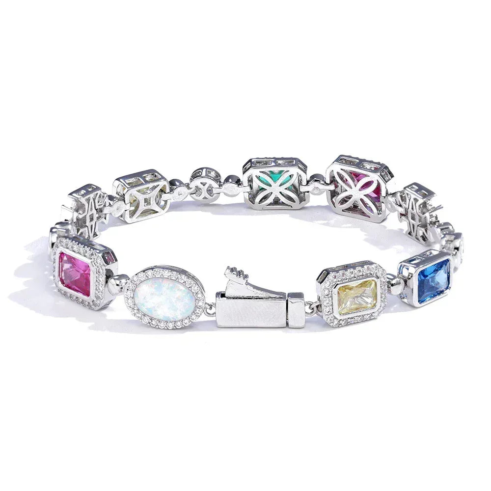 Iced Out Colorful Gemstone Zircon Cuban Link Bracelet Hip Hop Jewelry | Caratix Jewelry - CaratixJewelry
