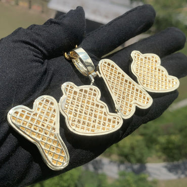 18K Gold Letter Pendant | Baguette CZ Iced Out DIY Hip Hop Men’s Jewelry - CaratixJewelry