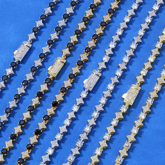 Star Zircon Tennis Chain Hip Hop Jewelry Necklace for Men & Women | Caratix Jewelry - CaratixJewelry