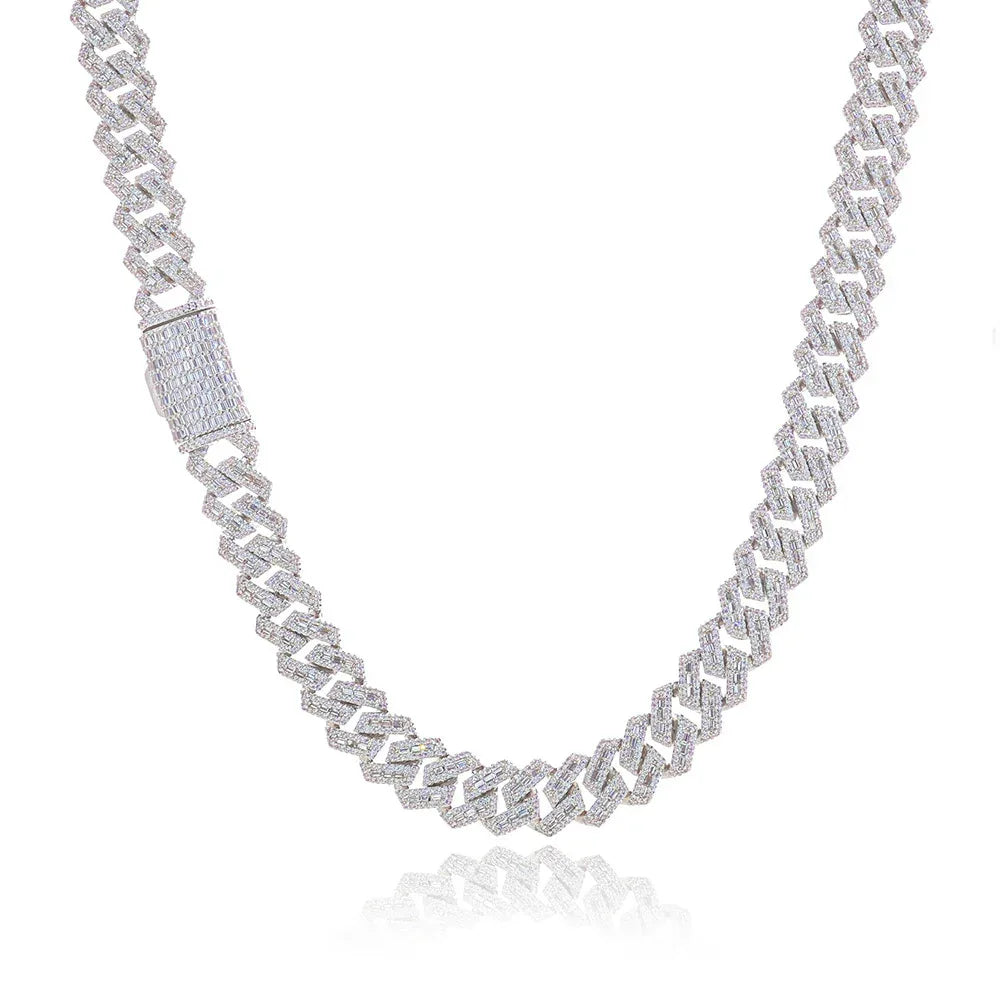 Custom 14mm Rhombus Baguette Mixed Cuban Chain - CaratixJewelry