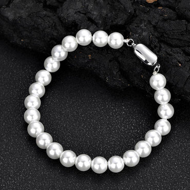 8mm Pearl Bracelet for Women, Luxury Hip Hop Design | Caratix Jewelry - CaratixJewelry