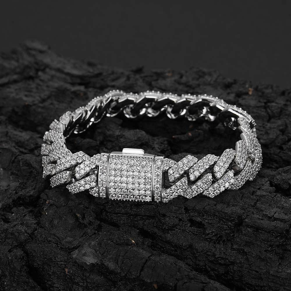 -Pattern Cuban Link Bracelet with Flip Clasp Zircon - CaratixJewelry