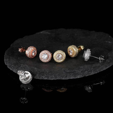 Round Full Zircon Stud Earrings for Men and Women | Trendy Hip Hop Jewelry | Caratix Jewelry - CaratixJewelry