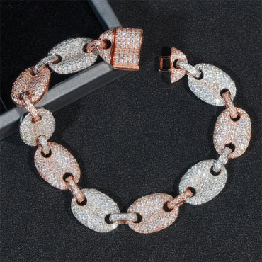 13mm Moissanite Pig Nose Cuban Link Bracelet/Necklace – S925 Sterling Silver Iced-Out Hip Hop Streetwear Jewelry - CaratixJewelry