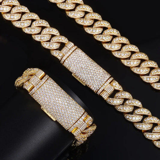 18mm Flip Clasp Full Cuban Link Necklace Hip Hop Bling Jewelry for Men | Caratix Jewelry - CaratixJewelry