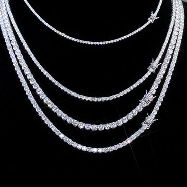 Custom 18K Gold Moissanite Tennis Chain | High-End Women's Hip Hop Bling | Caratix - CaratixJewelry