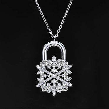 Lock Snowflake Pendant Necklace Zircon Hip Hop Jewelry for Women | Caratix Jewelry - CaratixJewelry