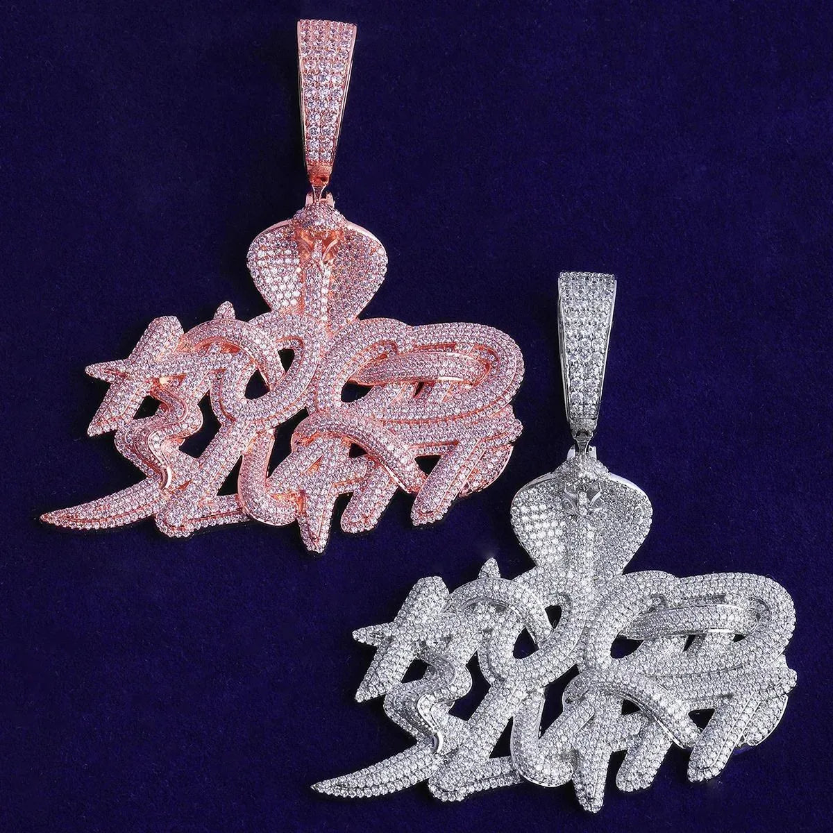 Iced Out King Cobra Pendant | Men's Real Copper 3D Serpent Necklace | - CaratixJewelry