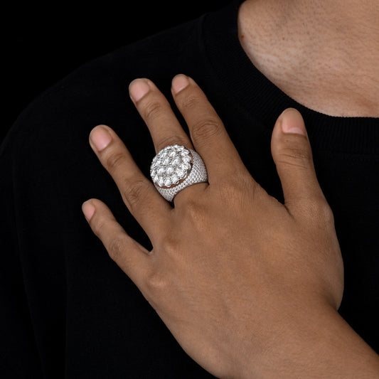Fully Iced Out Moissanite Men's Ring 925 Silver | Caratix