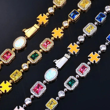Colorful Gemstone Necklace with Zircon for Men and Women | High-End Hip Hop Jewelry | Caratix Jewelry - CaratixJewelry