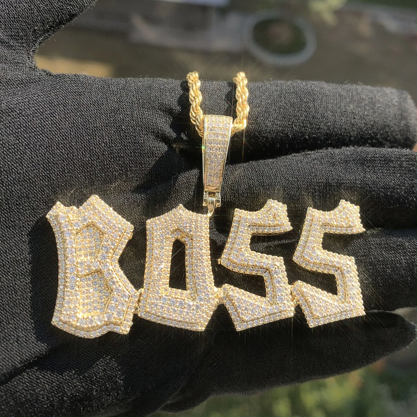 18K Gold Iced Out Letter Pendant | DIY CZ Hip Hop Men’s Custom Jewelry - CaratixJewelry