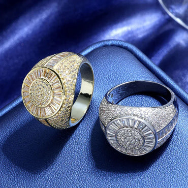 T Cut Zircon Round Ring Rapper Style Hip Hop Jewelry | Caratix Jewelry - CaratixJewelry