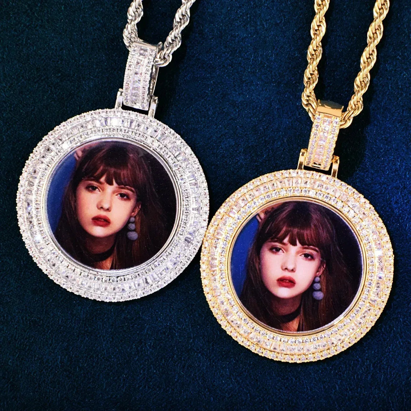 Epoxy Photo T-Bar Pendant | Mixed CZ DIY Custom Picture Hip Hop Necklace - CaratixJewelry