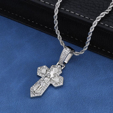 Custom Retro Cross Pendant S925 Silver Iced Out Chain for Rapper - CaratixJewelry