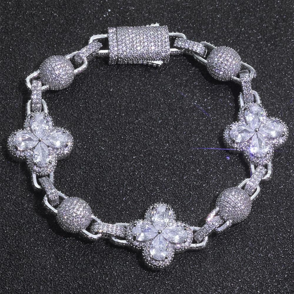 Optimized Version: 10mm Men's Gemstone Bubble Bead Clover Bracelet | 3D Iced Out Ball Chain | Custom Hip Hop Jewelry | Caratix - CaratixJewelry