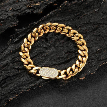 Titanium Steel Cuban Chain Necklace with Zircon Caratix - CaratixJewelry