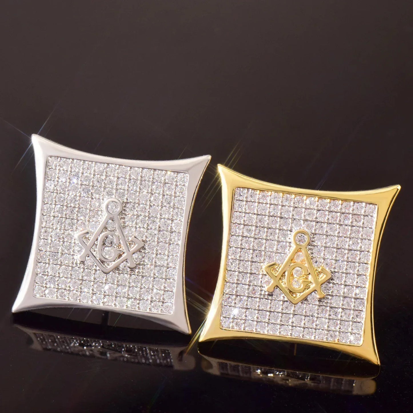 Small Round Iced Out Stud Earrings with Zircon | Creative & Trendy Hip Hop Jewelry | Caratix Jewelry - CaratixJewelry