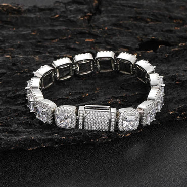 12mm Iced Out Square Chain Zircon Bracelet Unisex | Caratix Jewelry - CaratixJewelry