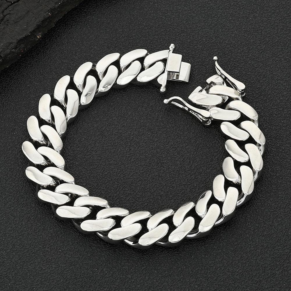 Polished Cuban Link Bracelet with Insert Clasp Hip Hop Jewelry - CaratixJewelry