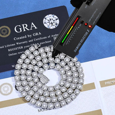 5mm Single-Row Moissanite Candy Chain for Men – S925 Sterling Silver Custom Luxury Hip Hop Necklace - CaratixJewelry