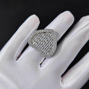 Heart-Shaped Zircon Ring with T-Shaped Design for Men | Trendy Hip Hop Jewelry | Caratix Jewelry - CaratixJewelry