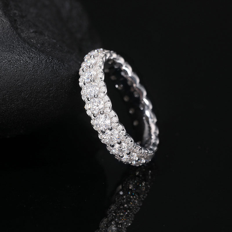 Moissanite Ice Cube Ring 925 Sterling Silver Band | Caratix