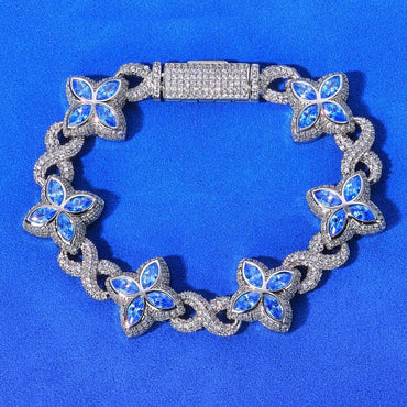 8mm S925 Sterling Silver Moissanite Infinity 8 Cuban Bracelet | VVS Moissanite Clover Link | Luxury Gold Chain Rapper Style | Caratix - CaratixJewelry