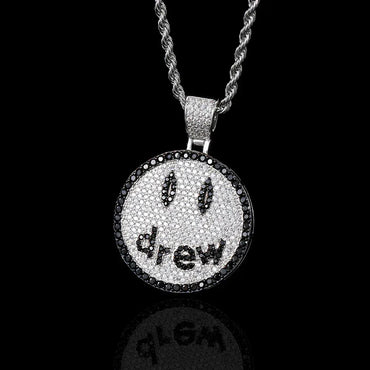 Drew Smiley Face Pendant Necklace with Micro-Pave Zircon for Men | Caratix Jewelry - CaratixJewelry