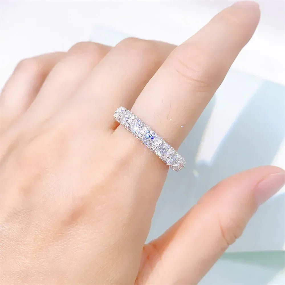 4mm Moissanite Iced Out Ring | S925 Silver Unisex Hip Hop Fashion Jewelry - CaratixJewelry