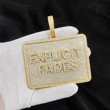 Custom Rectangular Letter Pendant Necklace with Zircon Stones for Men | Caratix Jewelry - CaratixJewelry