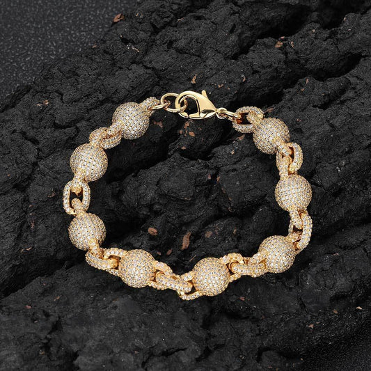 10.5mm Iced Out Zircon Bubble Bead Chain Bracelet for Men | Caratix Jewelry - CaratixJewelry