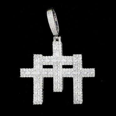 Iced Out 3-in-1 Triple Cross Pendant | Men's Super Combo Stacked Necklace - CaratixJewelry