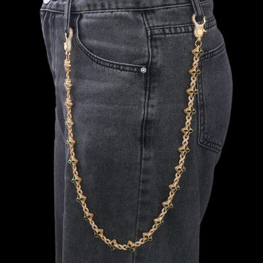 Women's Clover & Infinity 8 Metallic Waist Chain | Iced Out Jewelry Body Link | Luxury Zircon Belt Accessory | Caratix - CaratixJewelry
