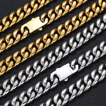 Miami Cuban Chain Necklace Stainless Steel Titanium Hip Hop Jewelry for Men | Caratix Jewelry - CaratixJewelry