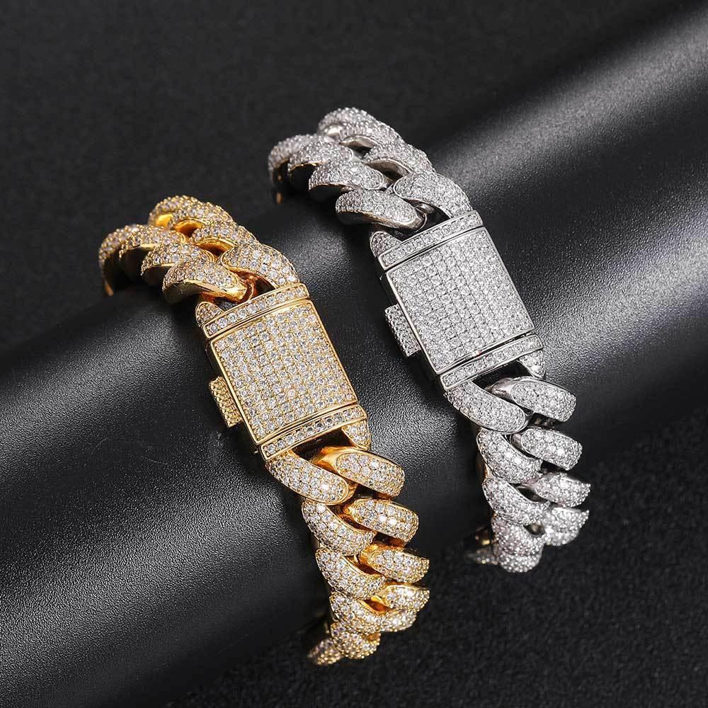 15mm Cuban Link Bracelet Pig Nose & Bubble Zircon - CaratixJewelry