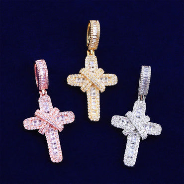 Iced Out "X" Cross Pendant | Women's Opium Style Y2K Necklace - CaratixJewelry