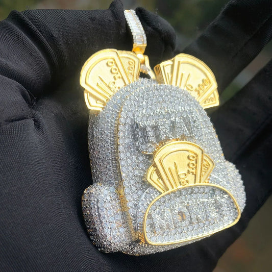 Iced Out Backpack Pendant Necklace for Men – Hip Hop CZ Trendy Streetwear Jewelry - CaratixJewelry