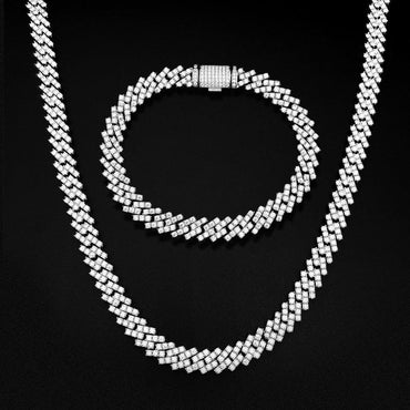 8mm D-Shape Moissanite Cuban Link Necklace | S925 Silver Men’s Hip Hop Chain - CaratixJewelry