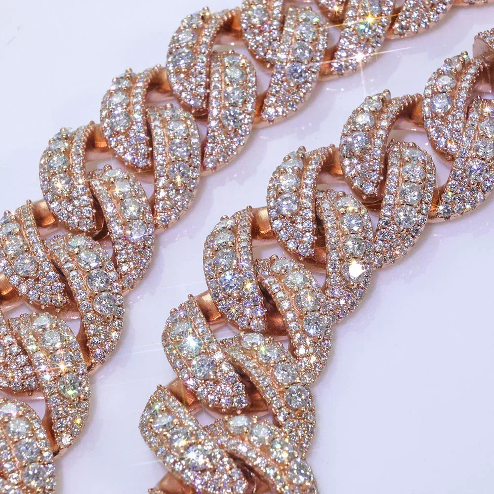 22mm Bubble Moissanite Cuban Link Chain – Custom S925 Sterling Silver Iced-Out Hip Hop Men’s Luxury Streetwear Necklace - CaratixJewelry