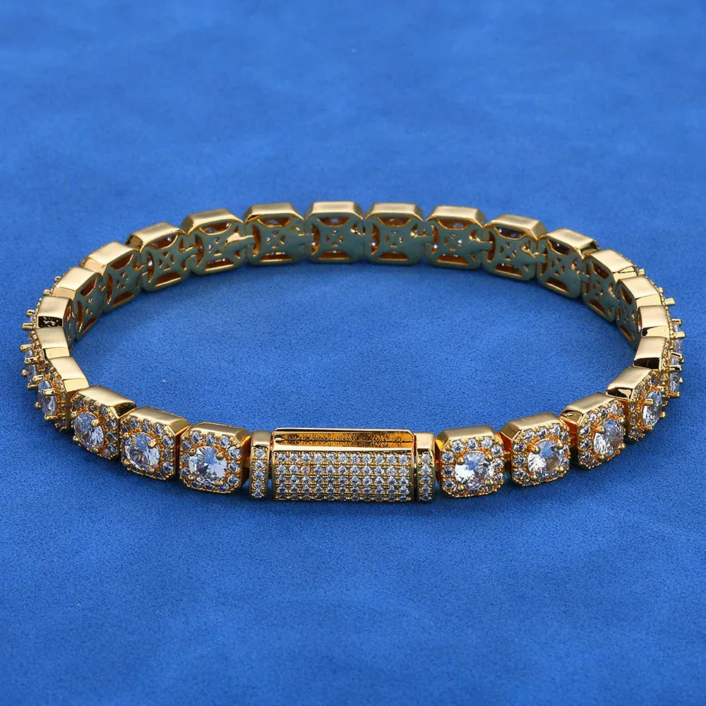 Rapper Chain 7mm S925 Silver Bracelet – CZ Ice Cube Link, Custom Hip Hop Jewelry for Men | Caratix Jewelry - CaratixJewelry