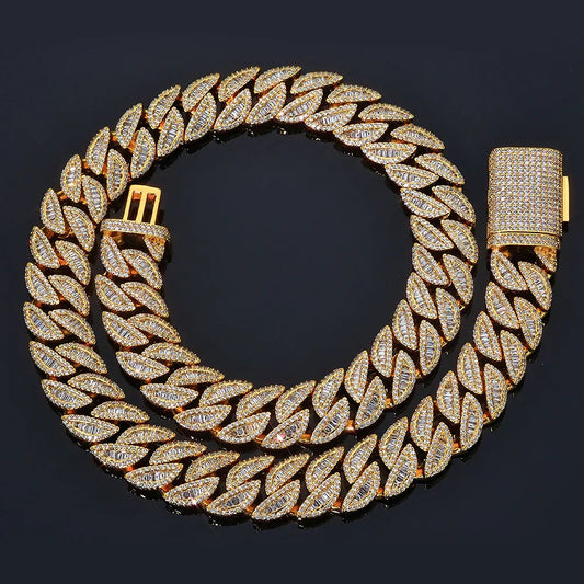 Custom 20mm Baguette Mixed-Cut Cuban Link Heavyweigh - CaratixJewelry