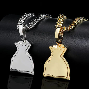 Custom Photo Pendant Hip Hop Necklace with Micro-Pave Zircon and DIY Money Bag Frame | Caratix Jewelry - CaratixJewelry