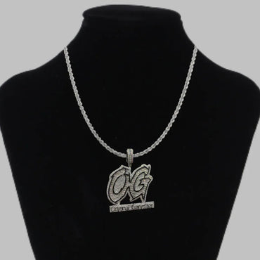 OG Original Gangster Two Tone Iced Out Letter Pendant Necklace – Custom Hip Hop Jewelry for Men - CaratixJewelry