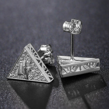 Ancient African Pyramid Pharaoh D Color VVS Diamond Solid 925 Silver Hip Hop Earrings – Iced Out Jewelry