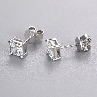 1CT VVS Princess Cut 925 Sterling Silver Stud Earrings - CaratixJewelry
