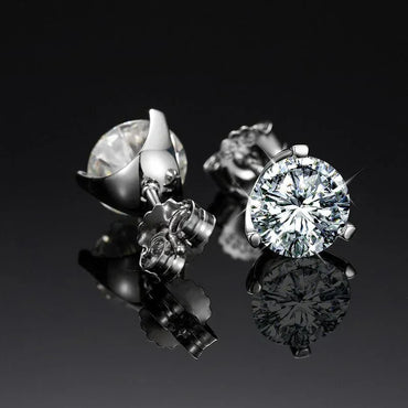 1.5CT VVS D Color Lab 3-Claw Hip Hop Earrings - CaratixJewelry