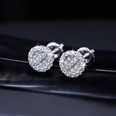 Luxury 925 Silver 15K Gold Genuine VVS Diamond Ice Cluster Hip Hop Earrings – Iced Out Jewelry